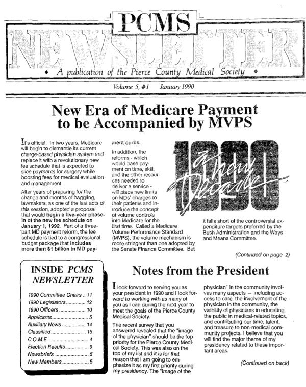 Cover image for PCMS Bulletin 1990